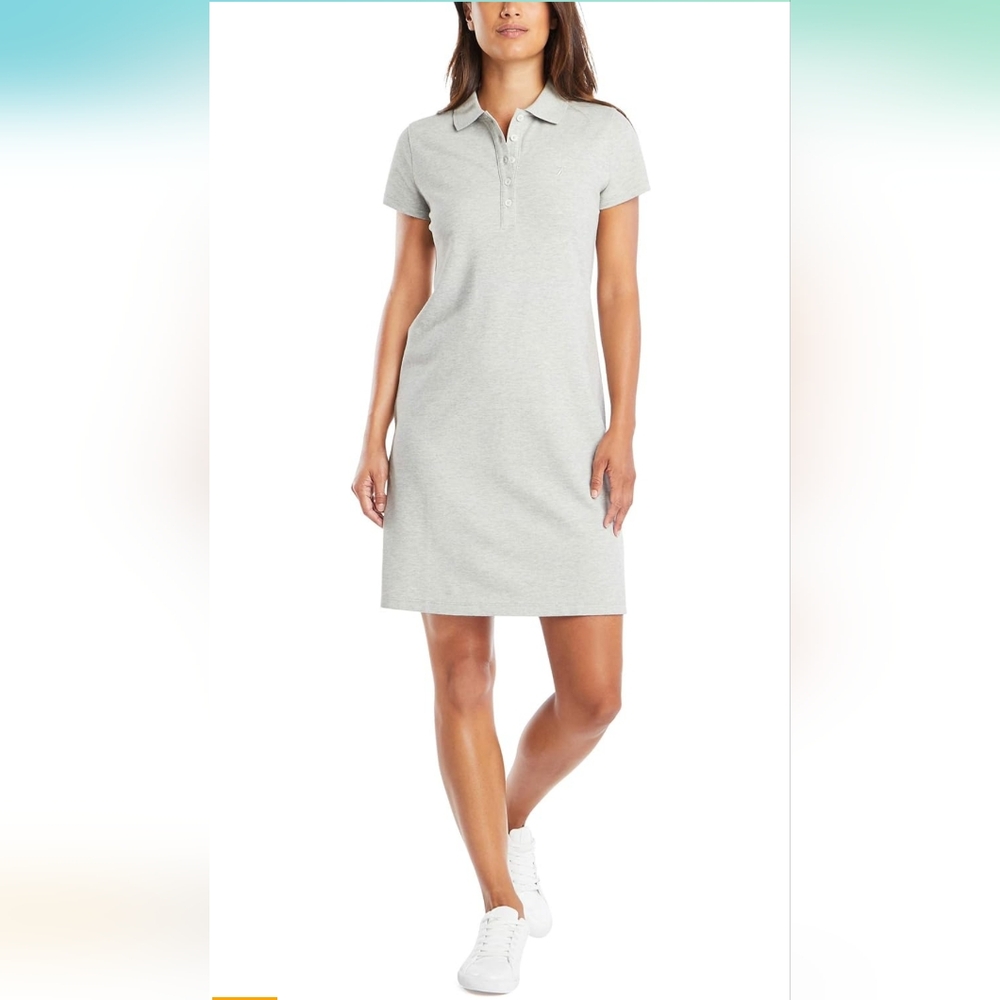 Nautica Womens Easy Classic Short Sleeve Stretch Cotton Polo Dress      Med